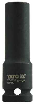 YATO YT-1032 Cold Forged CrMo 1/2 inch Drive Black Phosphated Surface AS Drive Hexagonal Deep Impact Socket Set-12mm Socket Set(Pack of 1)