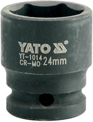 YATO YT-1014 Cold Forged CrMo 1/2 inch Drive Black Phosphated Surface Hexagonal Impact Socket-24mm Socket Set(Pack of 1)