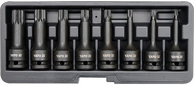 YATO YT-1069 Cold Forged CrMo 1/2inch Drive Black Phosphated Surface Impact Bit Spline Socket-M5,M6,M8,M10,M12,M14,M16,M18 Socket Set(Pack of 8)