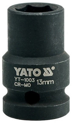 YATO YT-1003 Cold Forged CrMo 1/2 inch Drive Black Phosphated Surface Hexagonal Impact Socket-13mm Socket Set(Pack of 1)