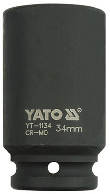 YATO YT-1134 Cold Forged CrMo 3/4 inch Drive Black Phosphated Surface Hexagonal Deep Impact Socket-34mm Socket Set(Pack of 1)