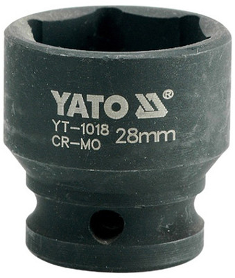 YATO YT-1018 Cold Forged CrMo 1/2 inch Drive Black Phosphated Surface Hexagonal Impact Socket-28mm Socket Set(Pack of 1)