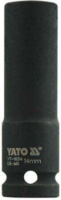 YATO YT-1034 Cold Forged CrMo 1/2 inch Drive Black Phosphated Surface AS Drive Hexagonal Deep Impact Socket Set-14mm Socket Set(Pack of 1)
