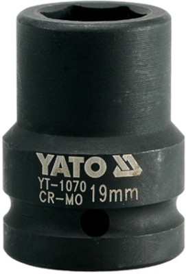 YATO YT-1070 Cold Forged CrMo 3/4 inch Drive Black Phosphated Surface Hexagonal Impact Socket-19mm Socket Set(Pack of 1)