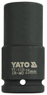 YATO YT-1125 Cold Forged CrMo 3/4 inch Drive Black Phosphated Surface Hexagonal Deep Impact Socket-25mm Socket Set(Pack of 1)