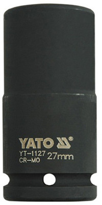 YATO YT-1127 Cold Forged CrMo 3/4 inch Drive Black Phosphated Surface Hexagonal Deep Impact Socket-27mm Socket Set(Pack of 1)