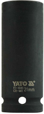 YATO YT-1041 Cold Forged CrMo 1/2 inch Drive Black Phosphated Surface AS Drive Hexagonal Deep Impact Socket Set-21mm Socket Set(Pack of 1)