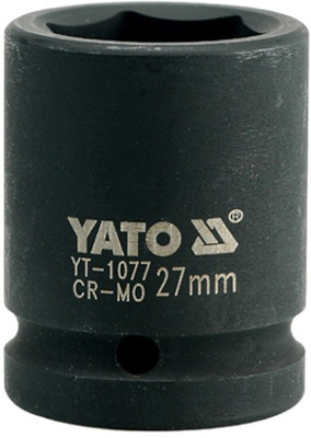 YATO YT-1077 Cold Forged CrMo 3/4 inch Drive Black Phosphated Surface Hexagonal Impact Socket-27mm Socket Set(Pack of 1)