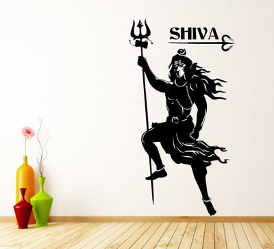 Wallzone 70 cm Lord Shiva Removable Sticker(Pack of 1)