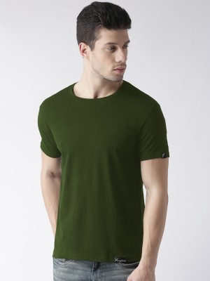 Young trendz Solid Men Round Neck Dark Green T-Shirt