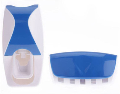 SHAYONA SALES NEW Automatic Toothpaste Dispenser With 5 Toothbrush Holder Set Plastic Toothbrush Holder(Blue, Wall Mount)