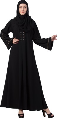 MRC Crepe Solid Abaya With Hijab(Black)