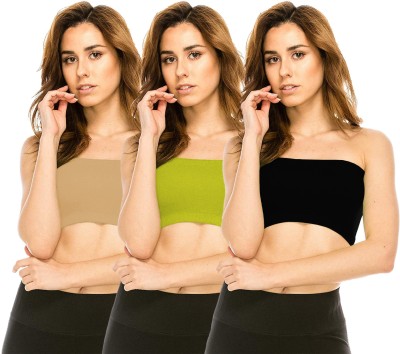 THE BLAZZE Women Bandeau/Tube Non Padded Bra(Green, Black, Beige)