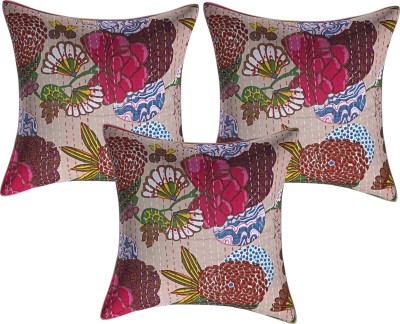 Texstylers Floral Cushions & Pillows Cover(Pack of 3, 40 cm*40 cm, Beige)