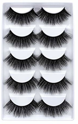 Vinayakart 5D False Eyelashes Long Lashes With Volume, Bulk Extensions Handmade Soft False Eyelashes ( 5 Pairs )(Pack of 10)