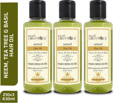 khadi ORGANIQUE Neem Teatree & Basil Hair Oil-WITHOUT MINERAL OIL(630 ml)