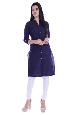 Royansh Women Solid A-line Kurta(Dark Blue)