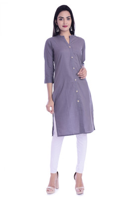 Royansh Women Solid A-line Kurta(Grey)