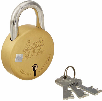 Link Round Double Locking 65 mm Padlock(Gold)