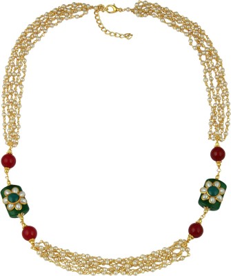Pearlz Ocean Glass Beads Beautiful 18 Inches Necklace Set for Girls & Women with Pair of Earring Gold-plated Plated Alloy Necklace