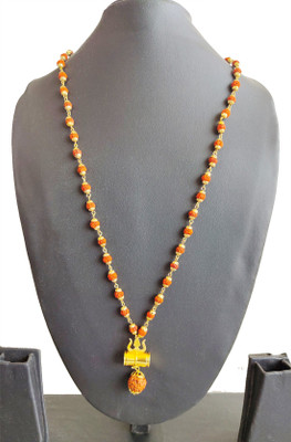 DCASE stylish and trendy Gold Plated om cap rudaksha pendant Pendant Gold-plated Plated Wood, Alloy Chain Set