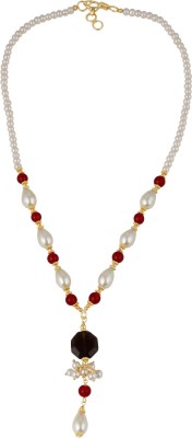 Pearlz Ocean Glass Beads, Shell Pearl & Smoky Quartz Gemstone Beautiful 18+2 Inches Necklace For Girls & Women Gold-plated Plated Alloy Necklace