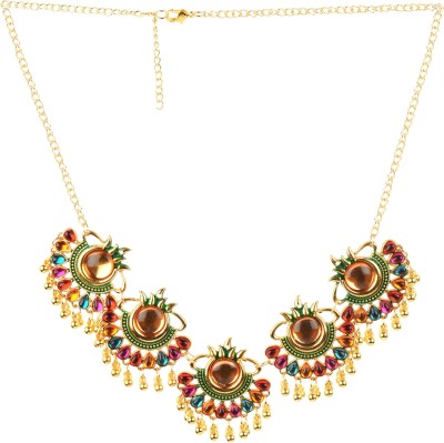 Muccasacra Golden Finish Kundan Studded Beads, Crystal Stone, Alloy Necklace