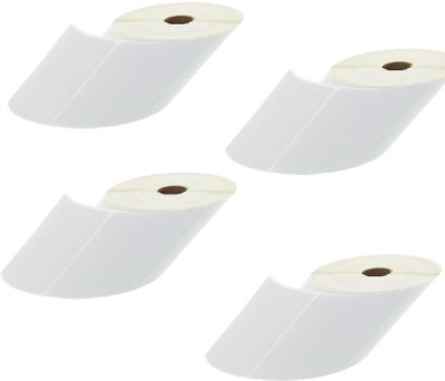 youlogic 100MMX100MM Barcode Label 1''up Self-adhesive Paper Label (White) 1ROLL 500 LABELS Pack of 4 Roll cromo Paper Label(White)