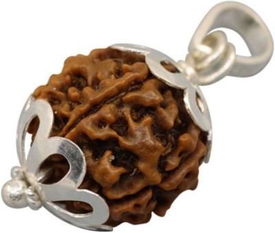 ShivaRatna 4 Mukhi Nepal Rudraksha Silver Cap (Certified) - Pure Silver Wood