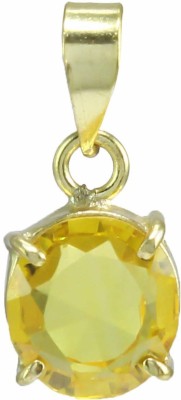 TODANI JEMS 7.25 Ratti Certified Yellow Sapphire Pendant/Neckles/Locket (Pukhraj Stone Ashtadhatu Pendant) AAA Quality Gemstone for Mens & Womens Rhodium Sapphire Brass Pendant
