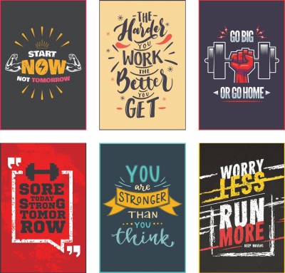 Combo Pack of 6 HD Motivational Wall Poster | Gym Motivational Poster | Inspirational Quotes (300GSM Thick Paper, Gloss Laminated) Paper Print(18 inch X 12 inch, Rolled With Safety Tube)