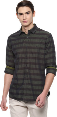 van-heusen-men-striped-casual-green-shirt
