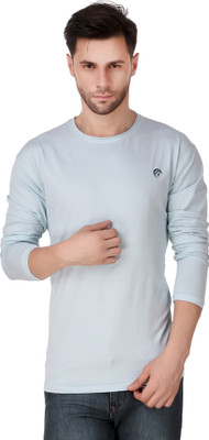 FABSTIEVE Solid Men Round Neck Light Blue T-Shirt