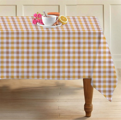 AIRWILL Cotton 6 Seater Checkered Table Cover(Yellow)