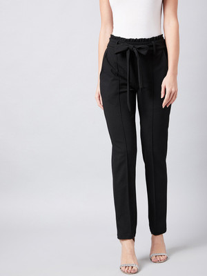 ATHENA Slim Fit Women Black Trousers
