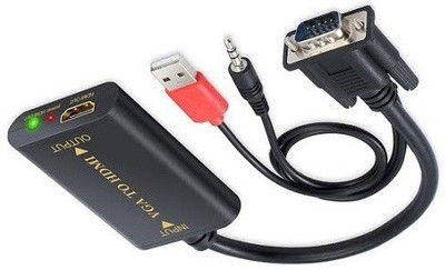techut  TV-out Cable VGA Male to HDMI Female 1080P Full HD Video Adapter Converter with USB Power Cable and 3.5 mm Audio Jack(Black, For Projector)