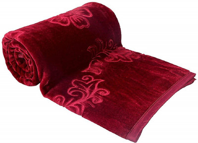 SUNJES Solid Double Mink Blanket for  Mild Winter(Polyester, Maroon)