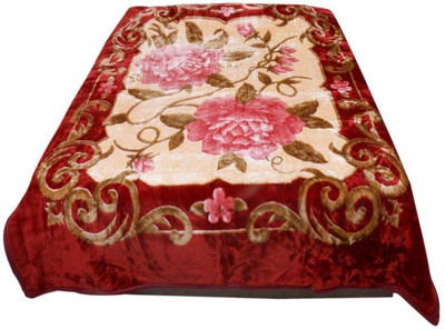 Indcrown Floral Single Mink Blanket for  Mild Winter(Microfiber, Multicolor)