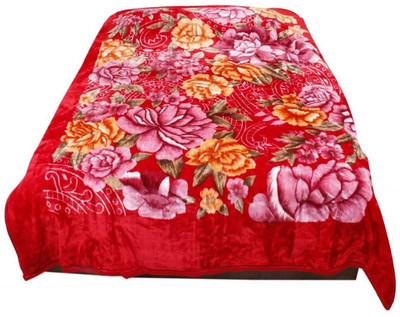 Indcrown Floral Single Mink Blanket for  Mild Winter(Microfiber, Multicolor)