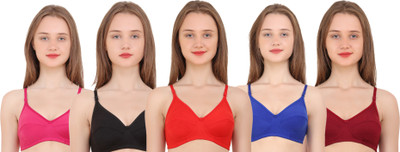 Wonkey by Pack of 5 Bra Women Full Coverage Non Padded Bra(Multicolor)