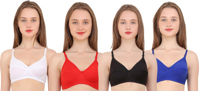 Wonkey by pack of 4 Bra Women Full Coverage Non Padded Bra(Multicolor)