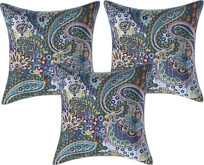 Texstylers Paisley Cushions & Pillows Cover(Pack of 3, 40 cm*40 cm, Grey)