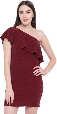 RIVI Women Bodycon Maroon Dress