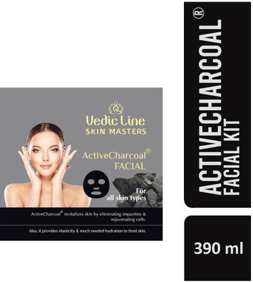 Vedic Line ActiveCharcoal Facial Kit For All Skin Types(5 x 78 ml)