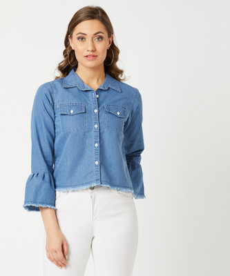 Miss Chase 3/4th Sleeve Washed Women Denim Jacket