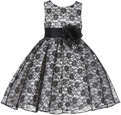 Wow princess Girls Maxi/Full Length Party Dress(Black, Sleeveless)