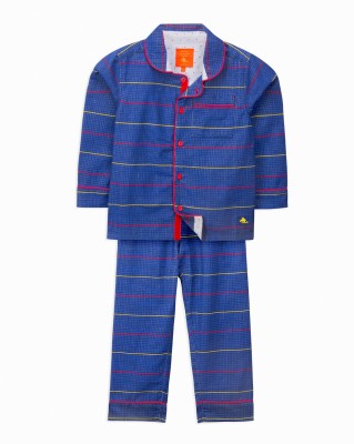 Cherry Crumble by Nitt Hyman Kids Nightwear Baby Boys & Baby Girls Checkered Cotton Blend(Multicolor Pack of 1)