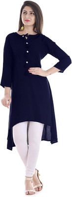 The Youth Style Casual Solid Women Kurti(Black)