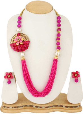 AHOORA Alloy Gold-plated Pink Jewellery Set(Pack of 1)