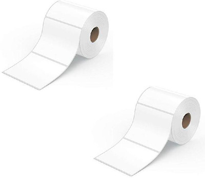 youlogic 100x75 Barcode Label 1''up Self-adhesive Paper Label (White) 1ROLL 500 LABELS Pack of 2 Roll chromo Paper Label(White)